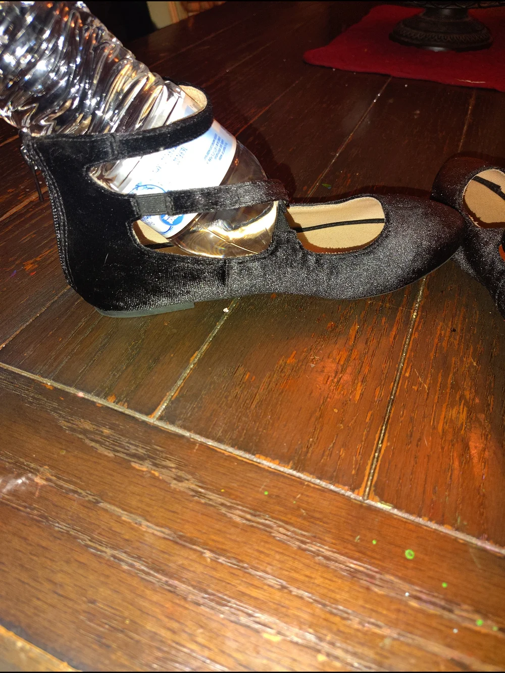 Girl’s Sz. 4 Strappy Black Velvet Mary Jane Flats NWOT